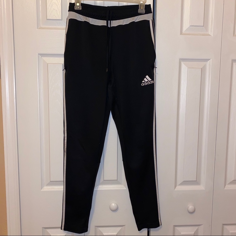 Adidas black and white soccer joggers